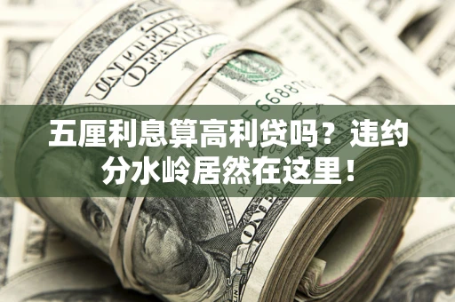 武汉五厘利息算高利贷吗？违约分水岭居然在这里！
